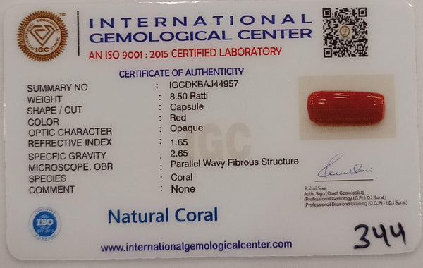 NaturalRed Coral | Certified|Capsule CutGemstone Summary No. IGCDKBAJ44957 image 2