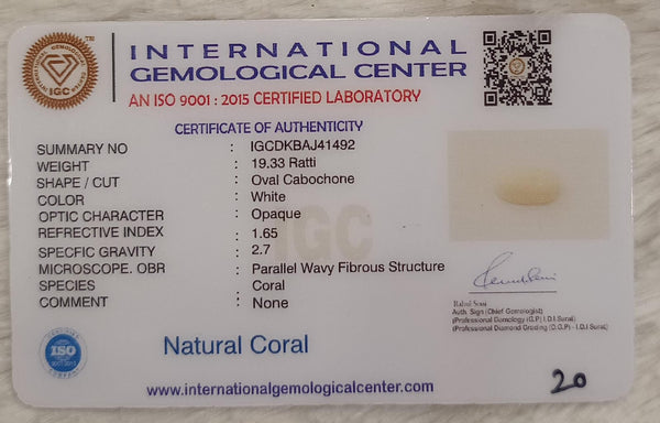 Natural White Coral: The Symbol of Peace and Strength Summary No IGCDKBAJ41492 image 2