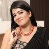 Natural red coral round bead single line necklace (02) – Tushar Gems