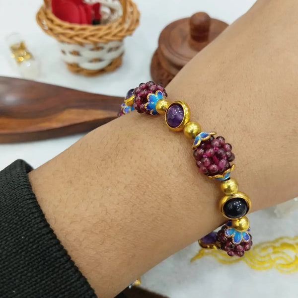 Grape garnet bead bracelet for protection, men and women – Tushar Gems