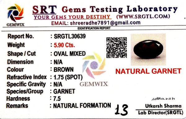 Natural Garnet Oval Mix SRT Certified No : SRGTL30639 image 2