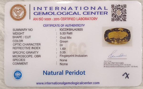 Natural Peridot | A Gem of Radiance and Positive Energy Summary No IGCDKBAJ42820 image 2