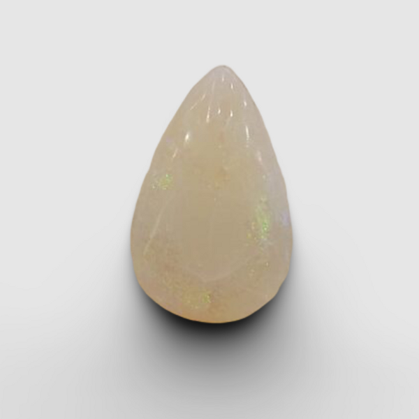 Natural White Opal 3.22 ratti pear cabochon loose gemstone, IGC certified IGCDKBAJ42887