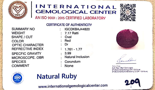 Natural Ruby | Oval Cut | IGC Certified Number: IGCDKBAJ44820 image 2