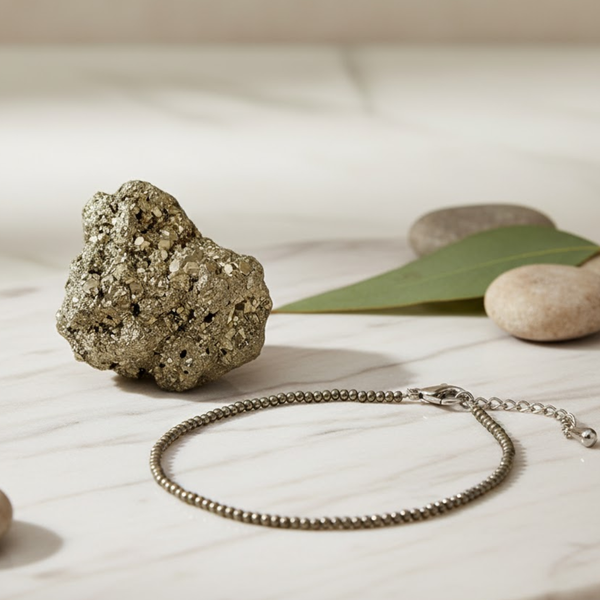 Dhan Labh Combo – Raw Pyrite Stone + Pyrite Anklet