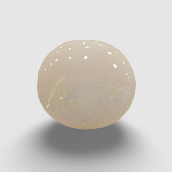 Natural White Opal 6.61 Ratti| RoundCabochone | Certified No. IGCDKBAJ42978 image 0