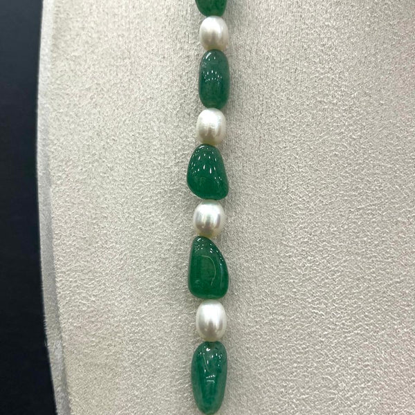 The Natural Pearl with Semi-Emerald Necklace: A Perfect Blend of Grace and Glamour-G.STB02 image 1