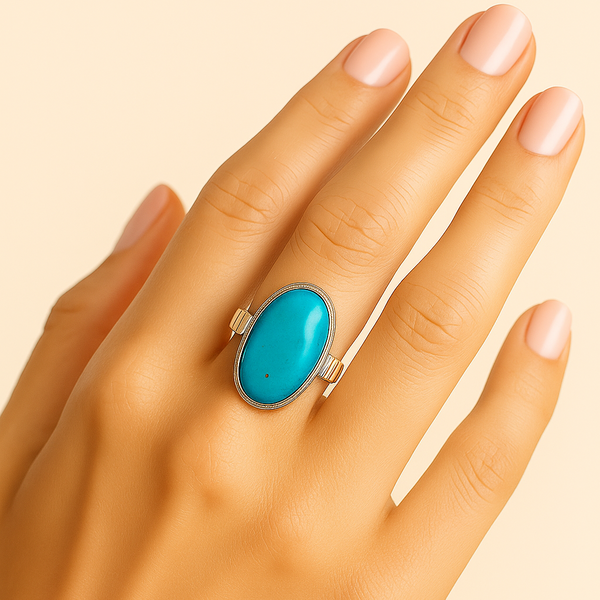 Natural Turquoise Ring | Sky Blue | Certified Gemstone in Sterling Silver | 50% Off image 1