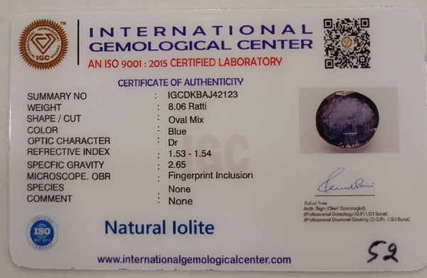 Natural Iolite| Govt. Lab Certified | Oval Mix |Blue withCertificate No.: IGCDKBAJ42123 (Copy) image 2