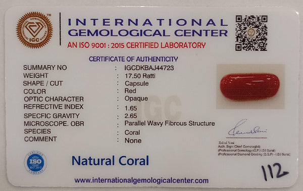 Natural Red Coral | Certified |Capsule Cut Gemstone Summary No. IGCDKBAJ44723 image 2