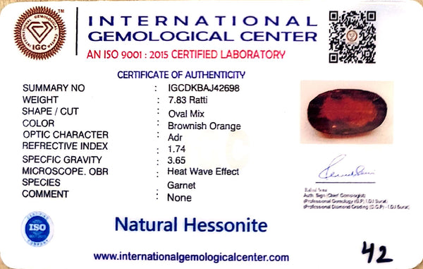 Natural Hessonite (Gomed) | Oval Mix Cut | IGC Certified image 2