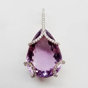 RoyalDrop Amethyst Diamond Pendant in 14K Gold – 52.34 ct Pear-Shaped Natural Amethyst & 0.74 ct Diamonds image 0