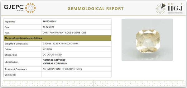 Natural Yellow Sapphire (Unheated & Untreated)| 7655D30688 image 1