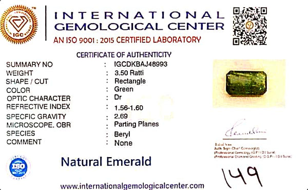 Natural Emerald | Rectangle | Govt. Lab Certified No. IGCDKBAJ48993 image 2