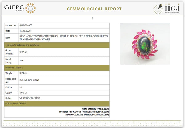 Exquisite Natural Black Opal with Ruby & Diamonds in 14K Gold image 3