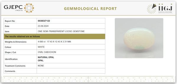 Natural Fire Opal 5.20 Ratti | Oval Cabochon | Untreated |Govt. Lab Certified No. 6938D27122 image 1