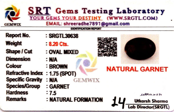 Natural Garnet Oval Mix SRT Certified No : SRGTL30638 image 2