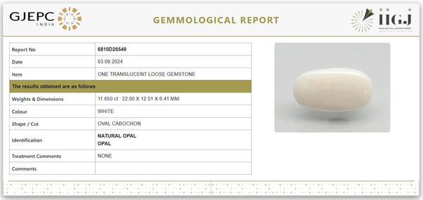 Natural Fire Opal 13.17 Ratti | Govt. Lab Certified | Untreated | Oval Cabochon GemstoneNo.: 6810D26549 image 1