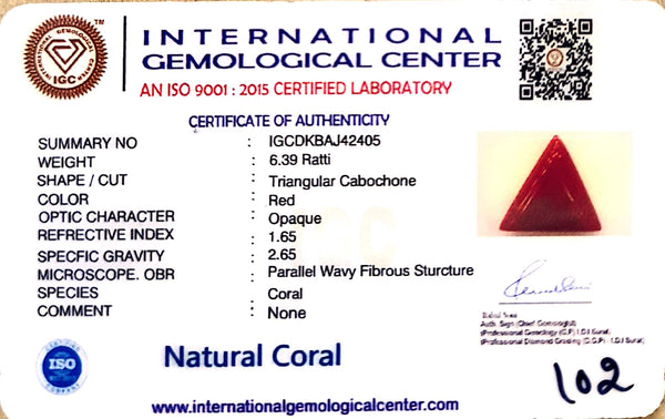 Natural Italian Red Coral | Certified Triangular Cabochon Moonga | Untreated Gemstone IGCDKBAJ42405 image 1