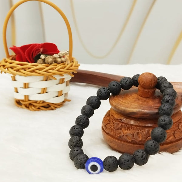 Lava beads and evil eye bracelet for protection from negative energy, Tushar Gems