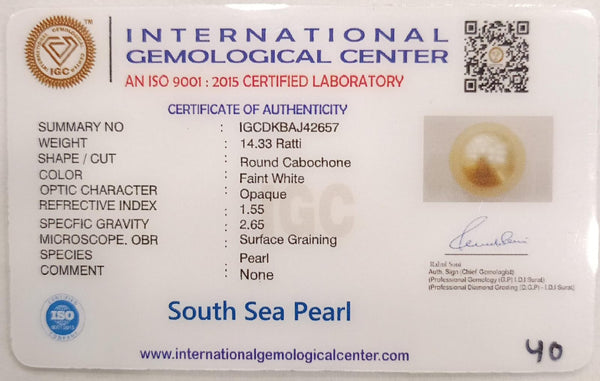 Natural South Sea Pearl – A Symbol of Elegance & Purity Summary No IGCDKBAJ42657 image 2