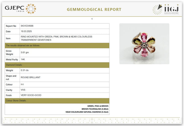 Radiant Tourmaline & Diamond Ring in 14K Gold image 3