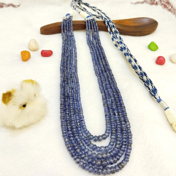 Natural blue sapphire five line bead necklace – Tushar Gems
