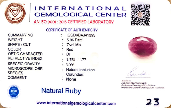 Natural Ruby | Oval Mix Cut | IGC Certified | Deep Red Gemstone No.: IGCDKBAJ41393 image 2