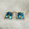 Elegant Blue Topaz & Diamond Earring in 14K Gold – Certified 16.71ct Statement Piece image 0