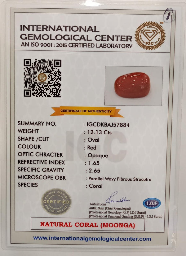Natural Red Coral | Certified | Oval Cut Gemstone Summary No. IGCDKBAJ57884 image 2