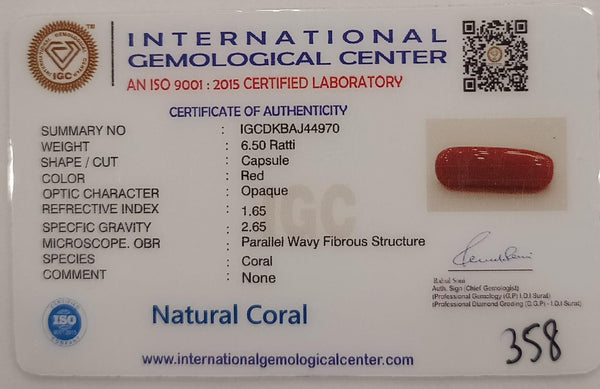 NaturalRed Coral | Certified| Capsule CutGemstone Summary No. IGCDKBAJ44970 image 2