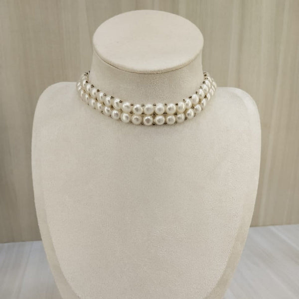 Natural pearl three line round bead necklace (P051) – Tushar Gems
