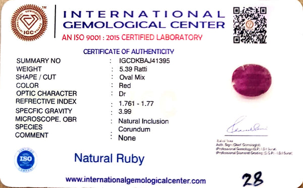 Natural Ruby | Oval Mix Cut | Deep Red Elegance | IGC Certified No.: IGCDKBAJ41395 image 2