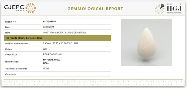 Natural Fire Opal 9.38 Ratti | Govt. Lab Certified | Untreated Pear Cabochon GemstoneNo.: 6810D26550 image 1