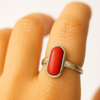 Natural Coral Ring | Red Capsule Cut | Certified Gemstone in Sterling Silver image 1