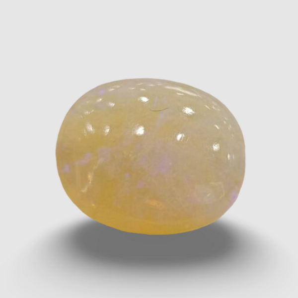 Natural White Opal 6.17 ratti oval cabochon loose gemstone, IGC certified IGCDKBAJ42967