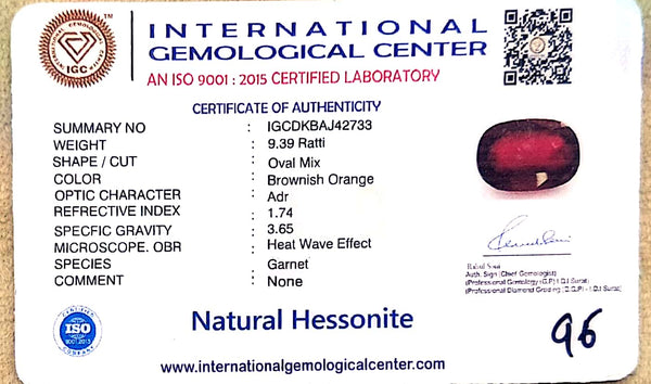 Natural Hessonite Garnet | Oval Mix Cut | Brownish Orange Certificate No.: IGCDKBAJ42733 image 2