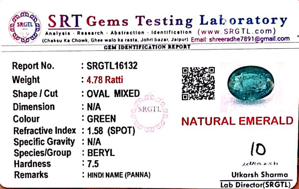 Natural Emerald| Oval Mix| Govt. Lab Certified No. SRGTL16132 image 2