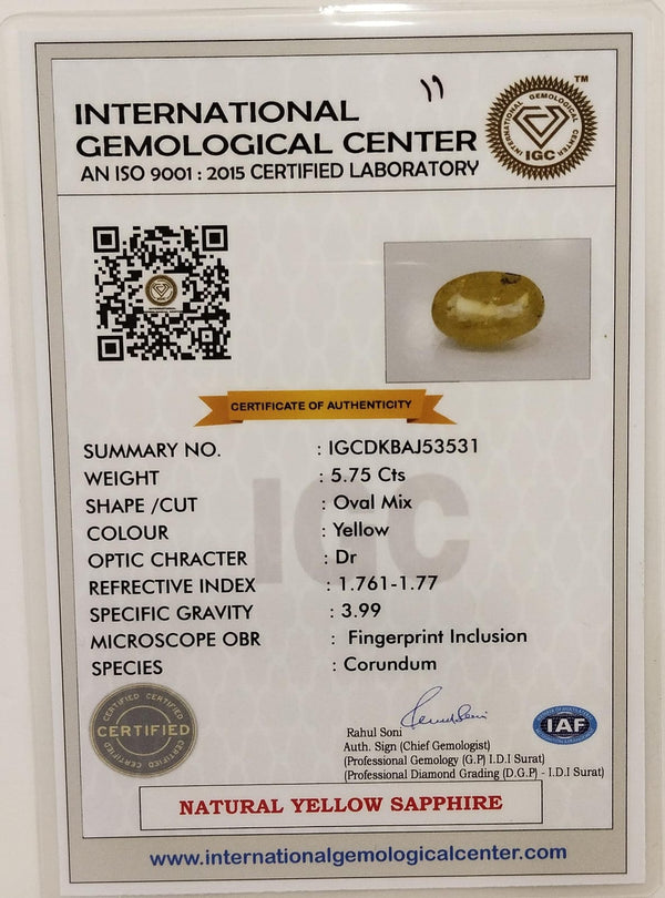 Natural Yellow Sapphire |Oval Mix Cut | IGC Certified No.: IGCDKBAJ53531 image 2