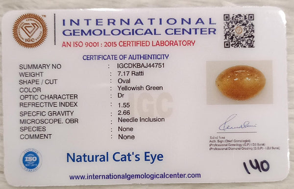 Natural Cat’s Eye: The Stone of Ketu for Protection and Spiritual Growth Summary No IGCDKBAJ44751 image 2