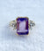Sophisticated Rectangle Shape Natural Amethyst Ring with Diamonds in 14K Gold image 0