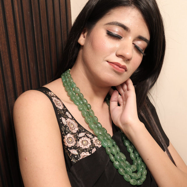 Natural emerald bead necklace (G.STB04) – Tushar Gems