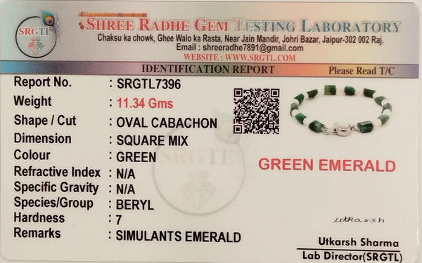 Green & White Premium Semi Emerald With Pearl Bracelet For Men & Women image 3