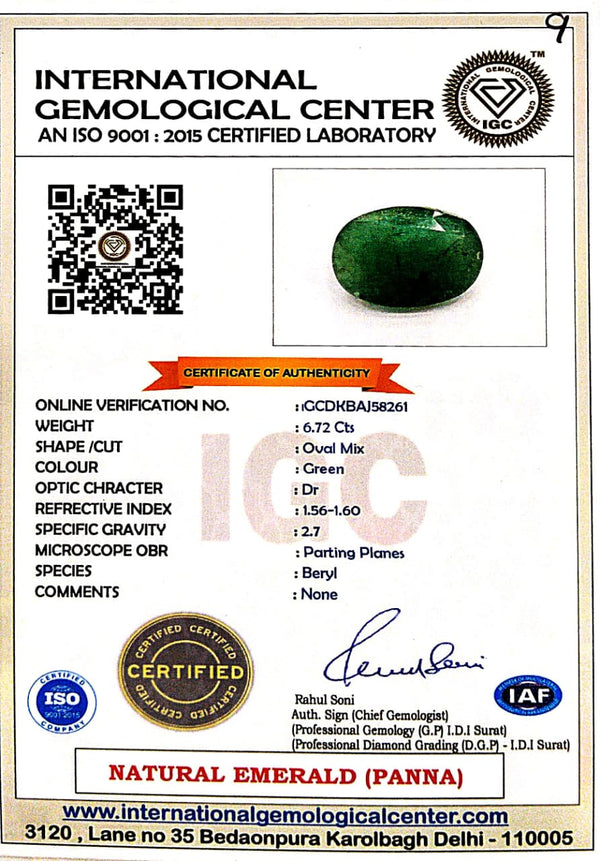 Natural Emerald | Oval Mix | Lab Certified No. IGCDKBAJ58261 image 2