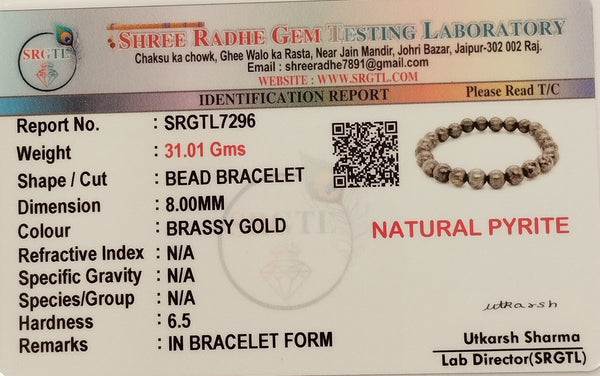 Grey Pyrite Bracelet For Men & Women | For Positive Energy & Wealth Money image 3