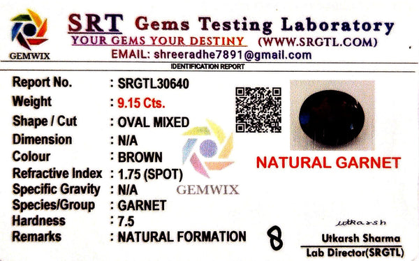 Natural Garnet Oval Mix SRT Certified No : SRGTL30640 image 2