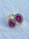 Stunning Natural Pear Shape Ruby & Diamond Ring in 14K Gold image 0