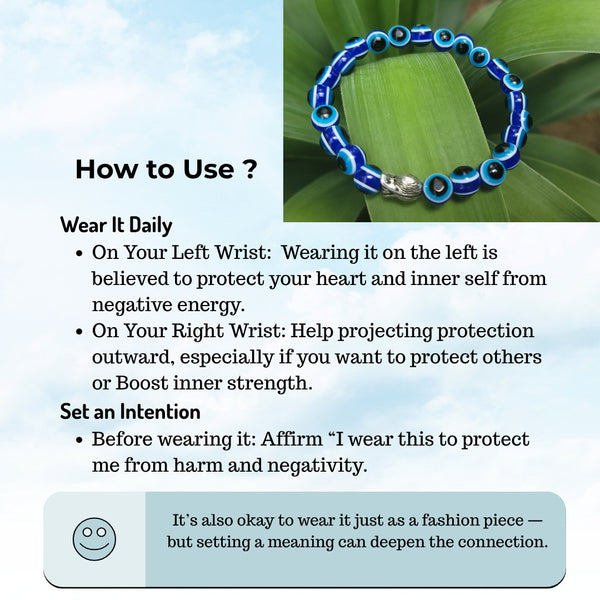 Energized Blue Evil Eye Bracelet for Protection & Reiki Healing โ Buri Nazar Battu, Adjustable Wristband, Rakhi Gift for Men & Women, Spiritual Jewelry for Positive Energy image 3