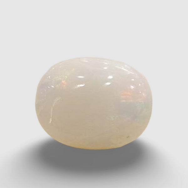 Natural White Opal 4.83 ratti oval cabochon loose gemstone, IGC certified IGCDKBAJ42955