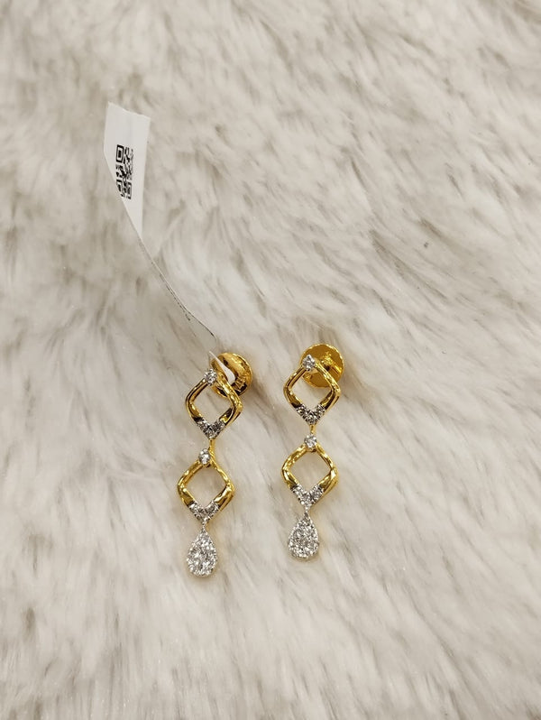 Kisna SIva Collection | Elegant Twist Design Diamond Earrings | 1.66 Gm | 0.19 Carat | 14KT Gold | H-I Color | SI Clarity image 2